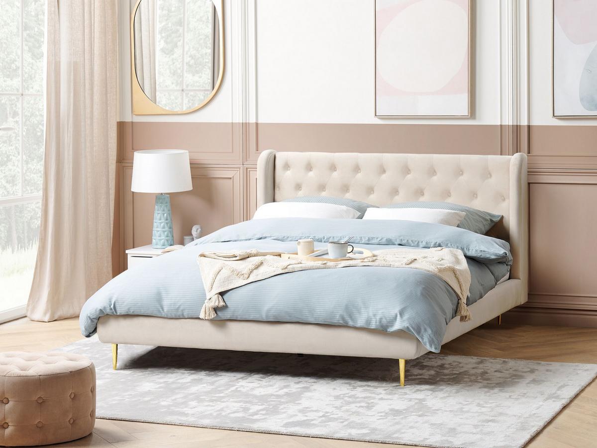 POLSTERBETT 180/200cm Beige Forbach - Beige, Textil (180/200cm) - Beliani