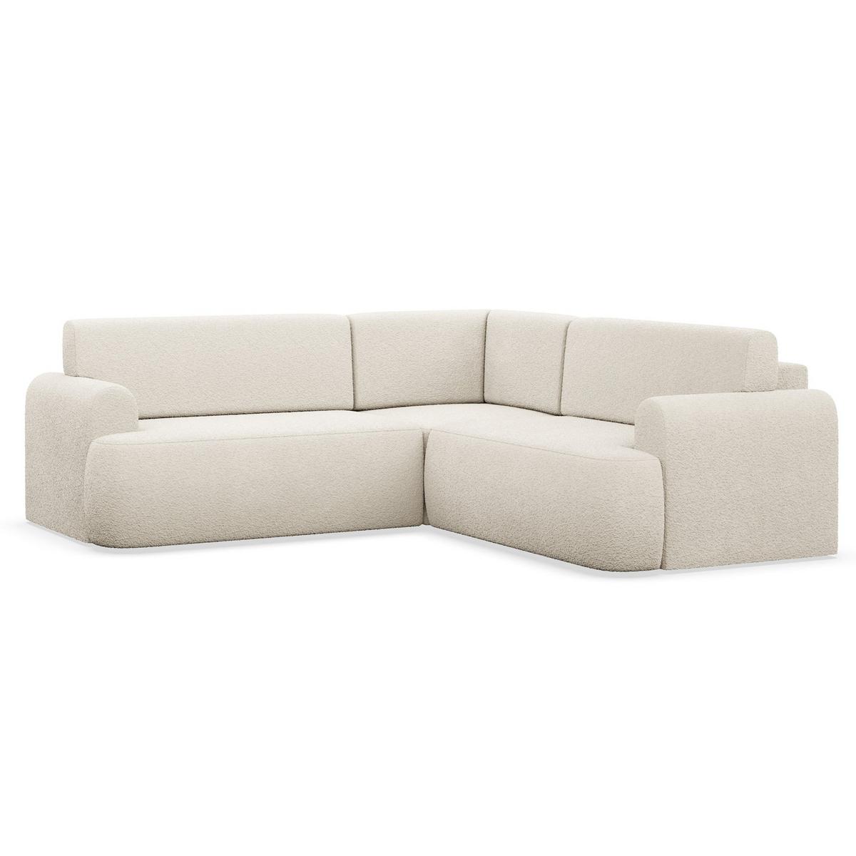 ECKSCHLAFSOFA Kaveo HELLBEIGER PLÜSCH universell mit Eckelement MIT BETTKASTEN - Ecru/Schwarz, Kunststoff/Textil (245/245cm) - Selsey