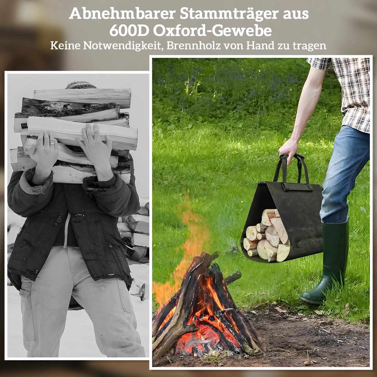 KAMINHOLZREGAL bis 50 kg - Schwarz, Metall (34/44/49cm) - Outsunny