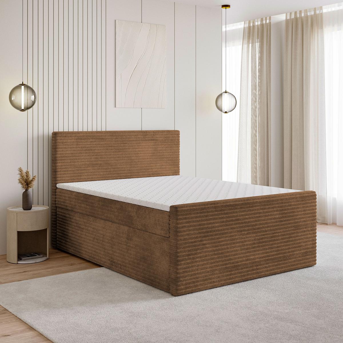 BOXBETT NOLEN 140x200 cm mit Matratze und Topper - Kupferfarben - Kupferfarben, Holz (140/200cm) - MASSENO