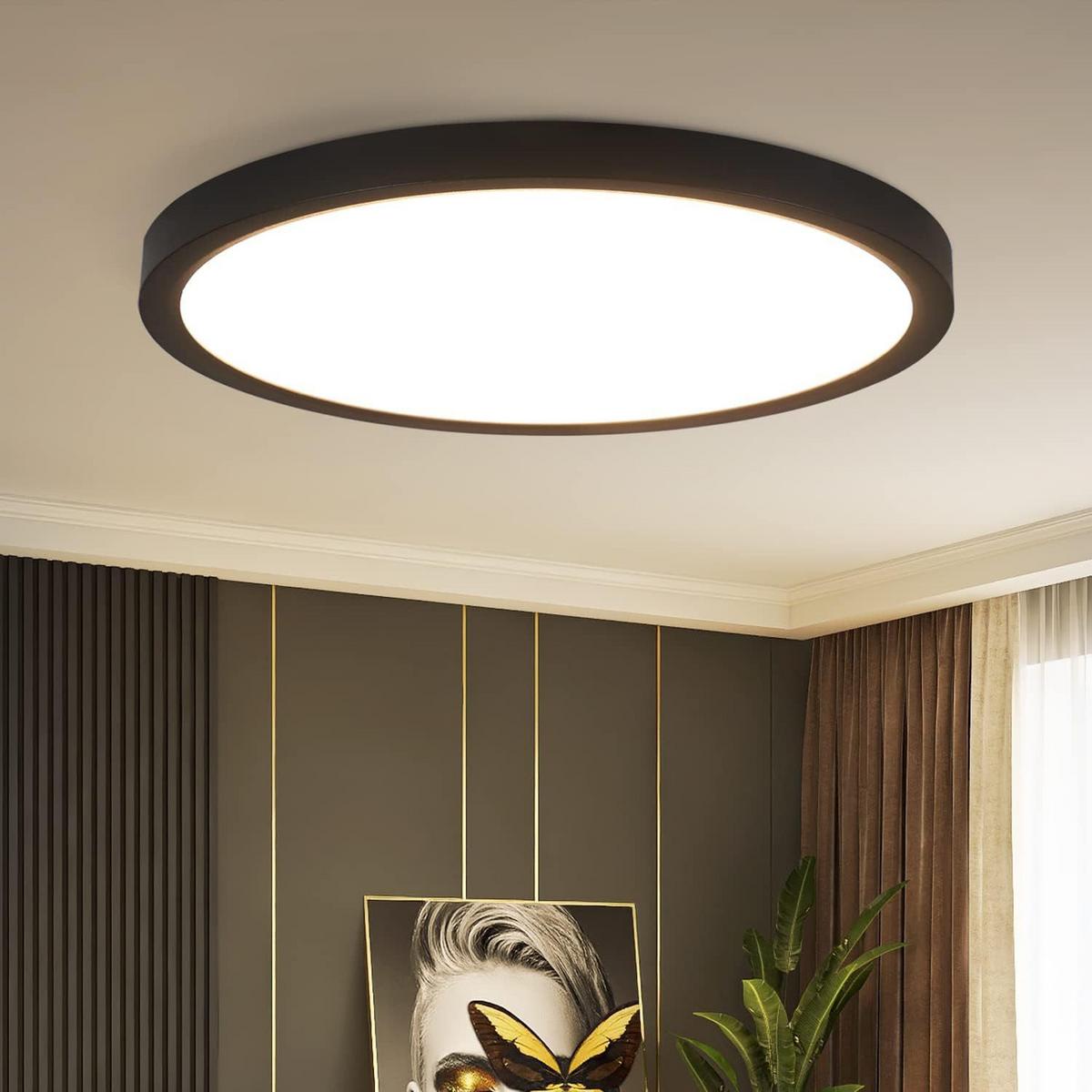 LED-DECKENLEUCHTE Dornschlag 22.0/2.5/22.0 cm - Schwarz, Kunststoff (22/22/2.5cm) - ZMH
