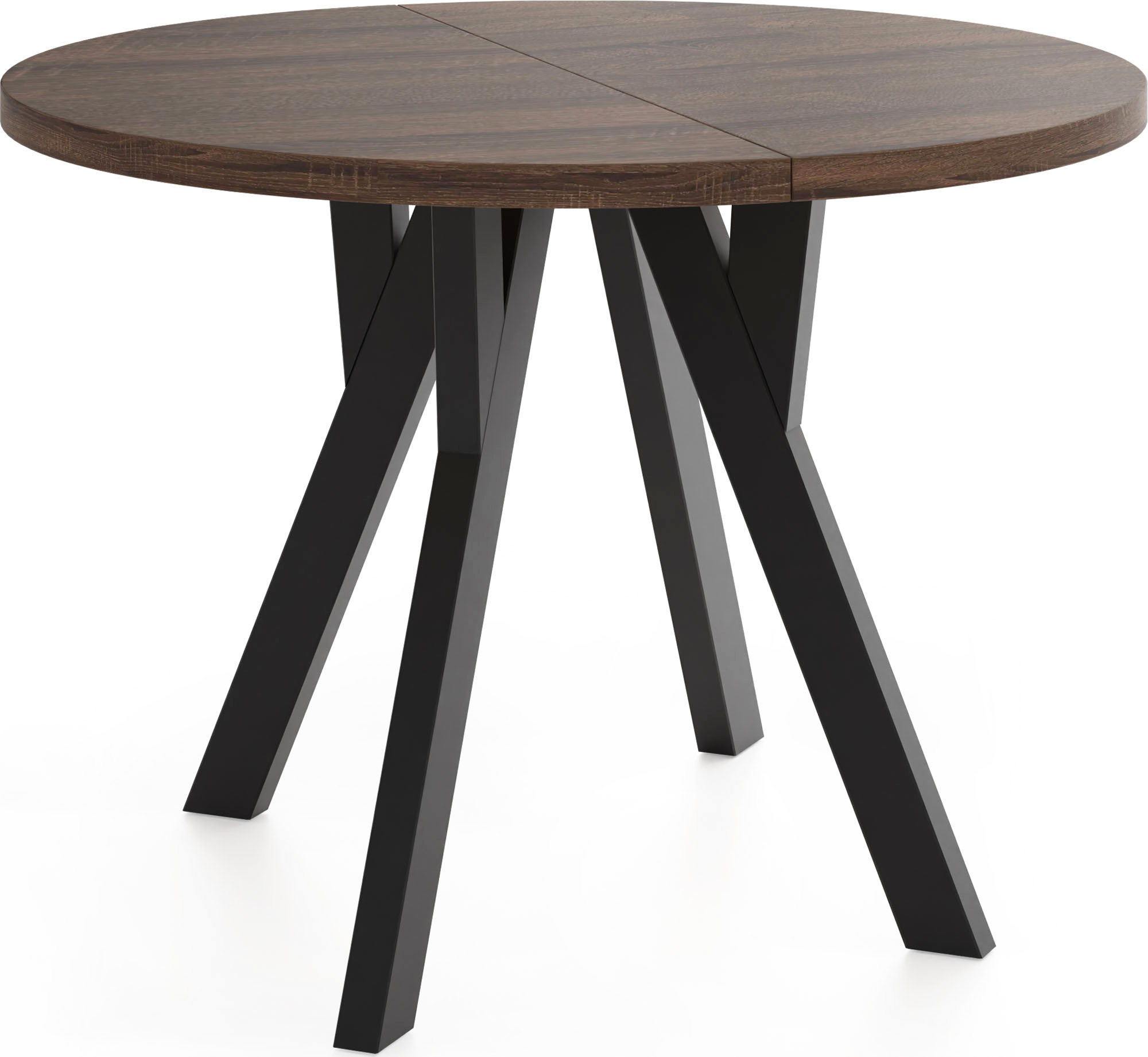 ESSTISCH Avero Black runder ausziehbarer, Eiche Sonoma dunkelbraun 100-140/100/77 cm - Eichefarben/Schwarz, Holz/Holzwerkstoff (100/140/77cm) - WFL GROUP