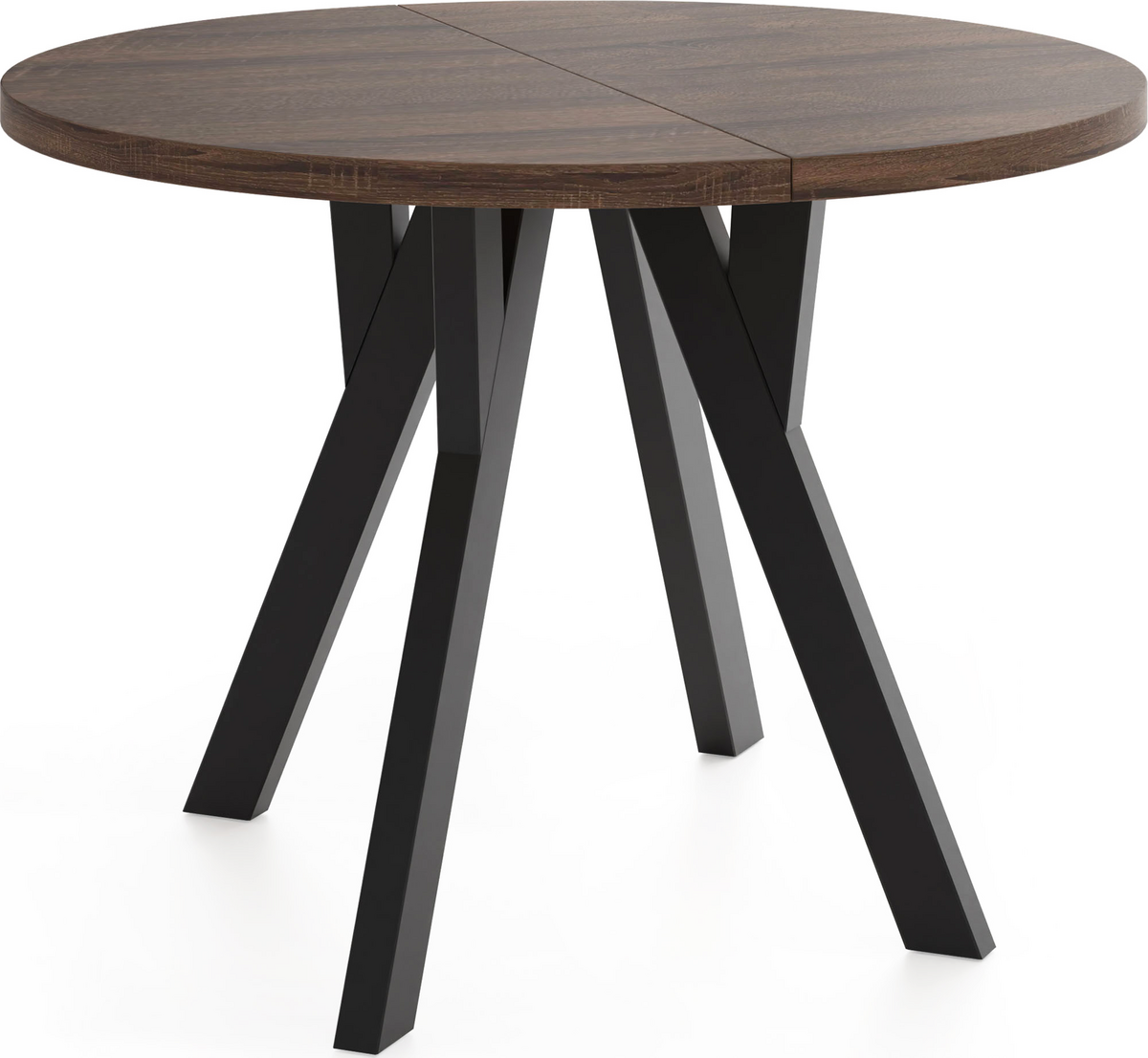 ESSTISCH Avero Black runder ausziehbarer, Eiche Sonoma dunkelbraun 80-160/80/77 cm - Eichefarben/Schwarz, Holz/Holzwerkstoff (80/160/77cm) - WFL GROUP
