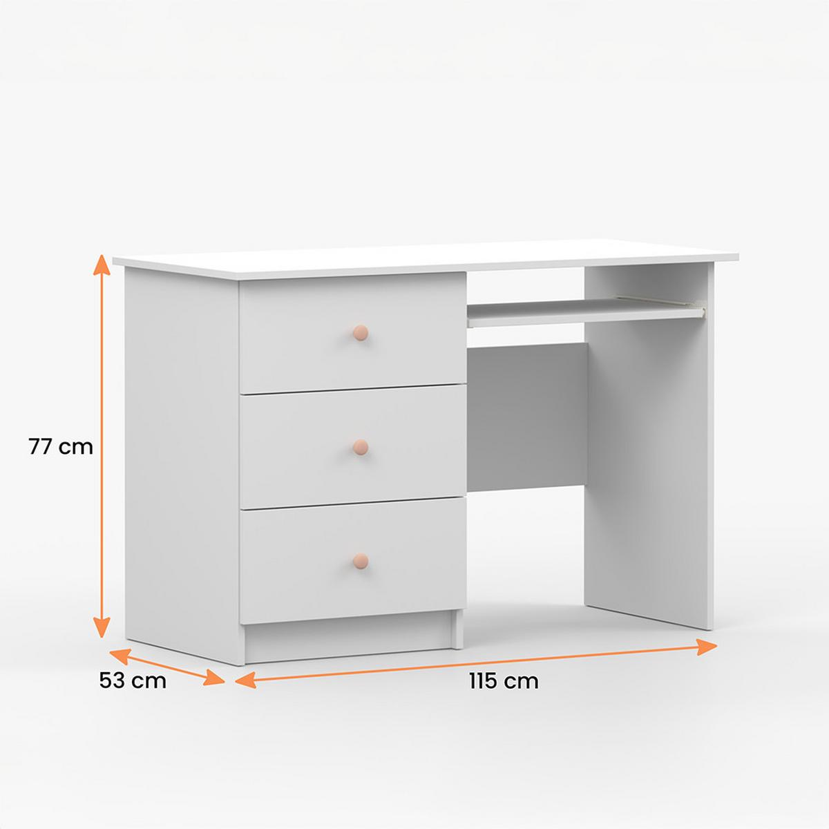 SCHREIBTISCH OLAF I 115/77/53cm Weiß, Griff Anthrazit - Anthrazit/Weiß, Holzwerkstoff/Metall (115/77/53cm) - imoebel24