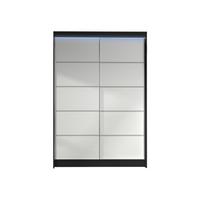SCHWEBETÜRENSCHRANK Lino IV mit RGB LED Beleuchtung - Schwarz/Weiß, Holzwerkstoff/Metall (120/200/58cm) - MIRJAN24