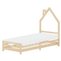 KINDERBETT Haus 90x200 cm mit Matratze Natur Kiefernholz - Naturfarben, Holz (90/200cm) - ML-DESIGN