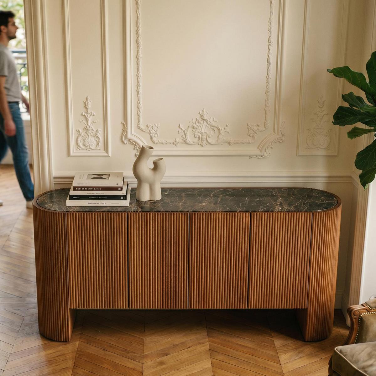 SIDEBOARD TABORA braun, dunkelbraun - Braun, Stein (180/76/40cm) - IDIMEX