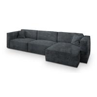 ECKSOFA TOLMO Grau Kordstoff mit Schlaffunktion - Grau, Holz/Kunststoff (347/148cm) - MASSENO