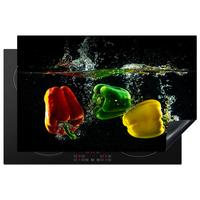 HERDABDECKPLATTE Paprika - Gemüse - Wasser - Schwarz - Rot - Grün - Gelb Induktionsschutz 81.6x52.7 cm - Multicolor, Kunststoff (81.6/52.7/0.2cm) - MuchoWow