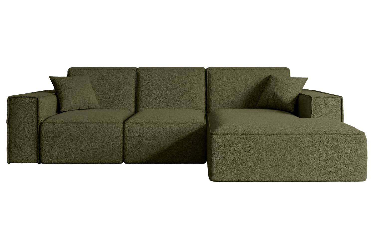 ECKSOFA Ottomane Rechts SERRA-L - 266x169x80 cm Grün Bouclé - Schwarz/Grün, Holzwerkstoff/Kunststoff (266/169cm) - ALTDECOR
