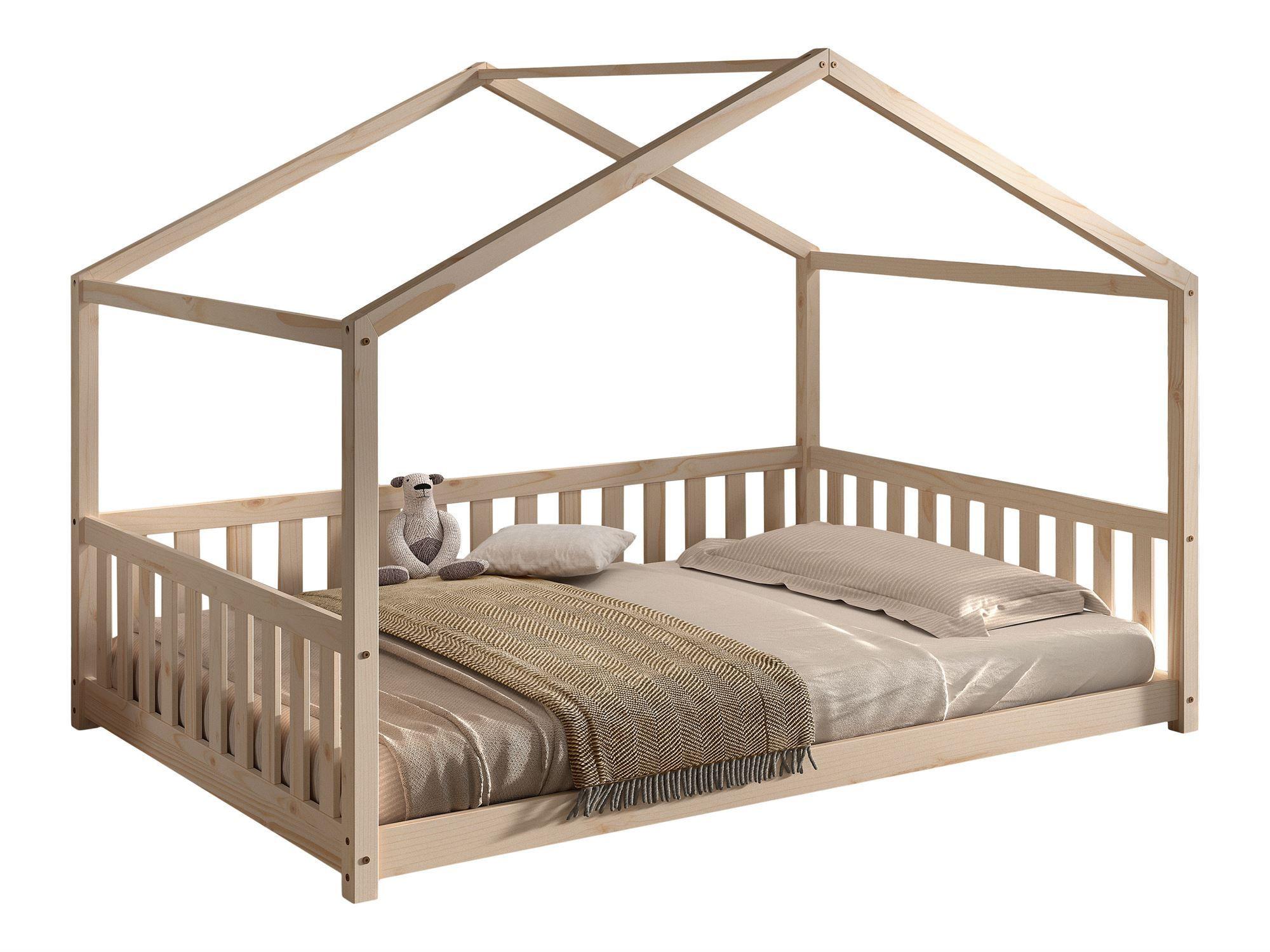 HAUSBETT Kapua 140x200 auch als Bodenbett Kiefer Massivholz Natur - Kieferfarben, Holz (140/200cm) - 58aufmkessel
