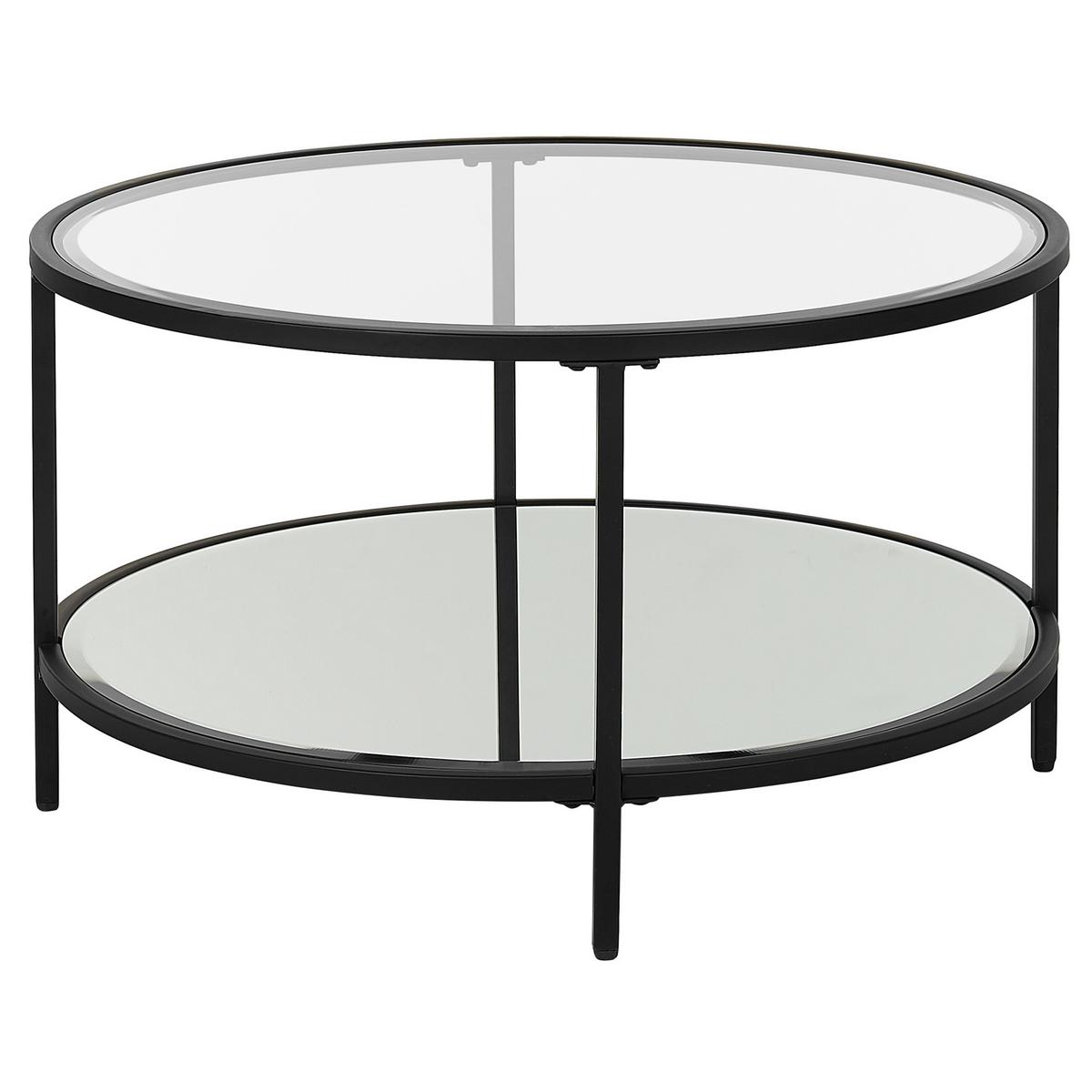 COUCHTISCH Glas/Metall schwarz 70 cm Birney - Transparent/Schwarz, Glas (70/70/40cm) - Beliani
