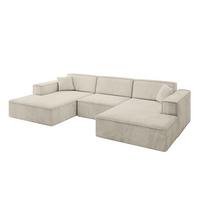 WOHNLANDSCHAFT IREA-U1-v4 - 303x171x79 cm Dunkelgrau - Ecru, Holzwerkstoff/Textil (303/79/171cm) - ALTDECOR