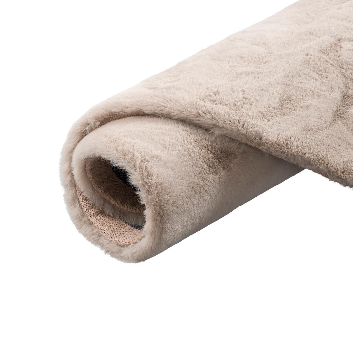 FELLTEPPICH LUXUS SUPER SOFT PLUSH RUND - Beige, Textil (120/120cm) - Pergamon