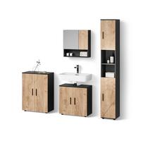 BADMÖBEL-SET Ronco Goldkraft Eiche/Anthrazit 4 Teile, mit Hochschrank und Kommode - Honigeiche/Anthrazit, Holzwerkstoff (60/192/30cm) - Livinity®