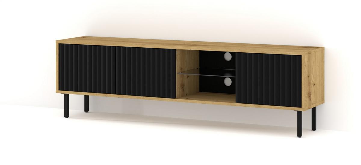TV LOWBOARD Artisan Eiche, Schwarz 156/31/31 - Schwarz, Holzwerkstoff (156/31/31cm) - RAUMHIRSCH FURNITURE