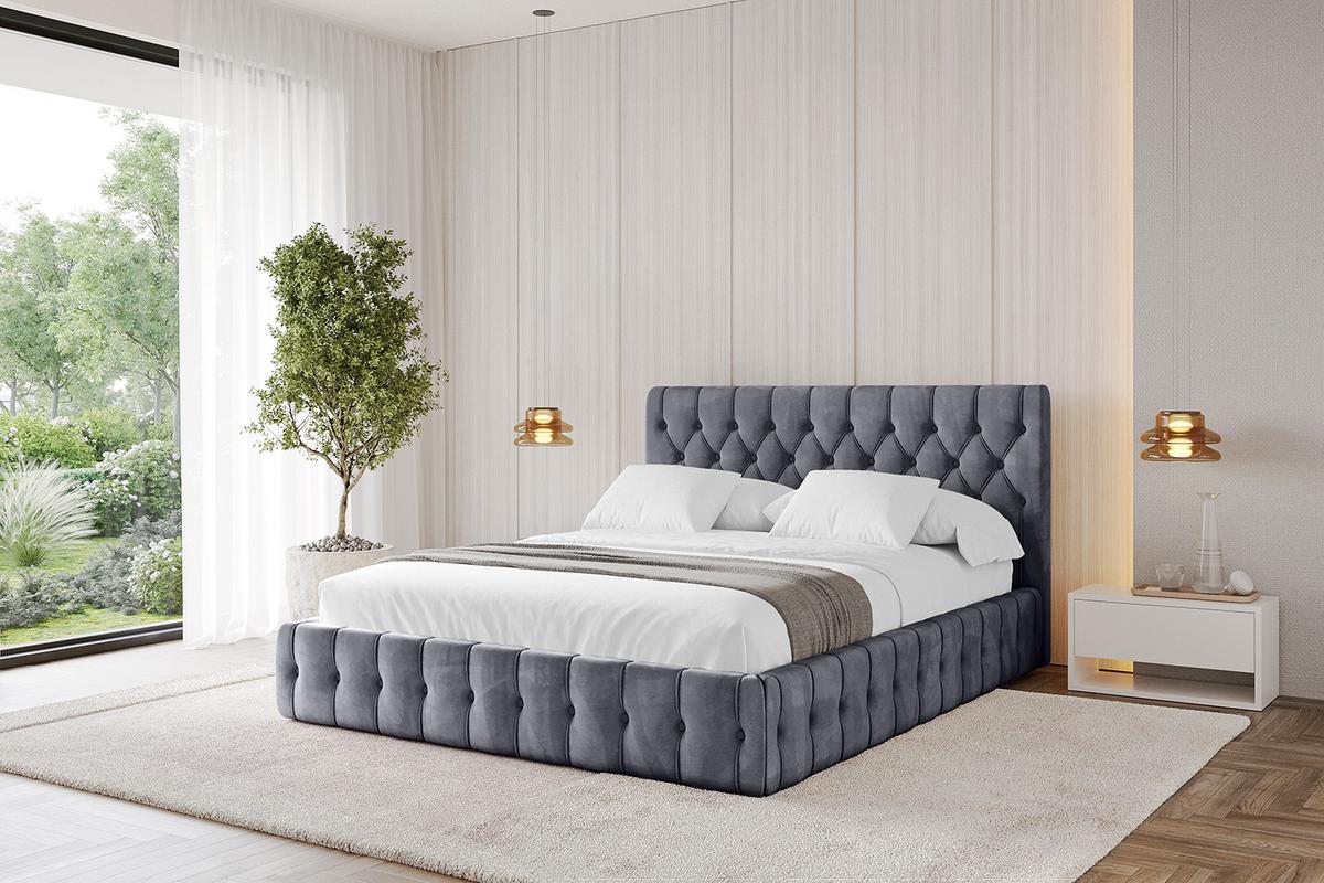 POLSTERBETT mit Bettkasten und Lattenrost, Bett mit Matratze H3/H4 - LARO 180x200 Dunkelgrau - Dunkelgrau, Holzwerkstoff/Textil (180/200cm) - ALTDECOR