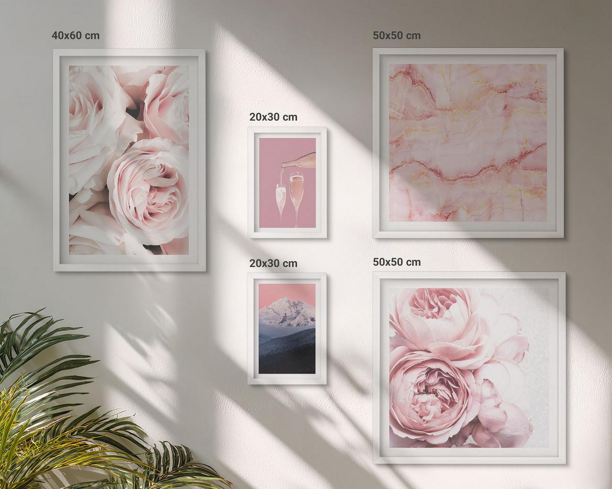 BILDER SET 5er Set - 50x50 cm & 20x30 cm & 40x60 cm Weißer Rahmen - Eiffels Porträt einer Frau mit Rosen - Weiß, Kunststoff (40/60cm) - TULUP