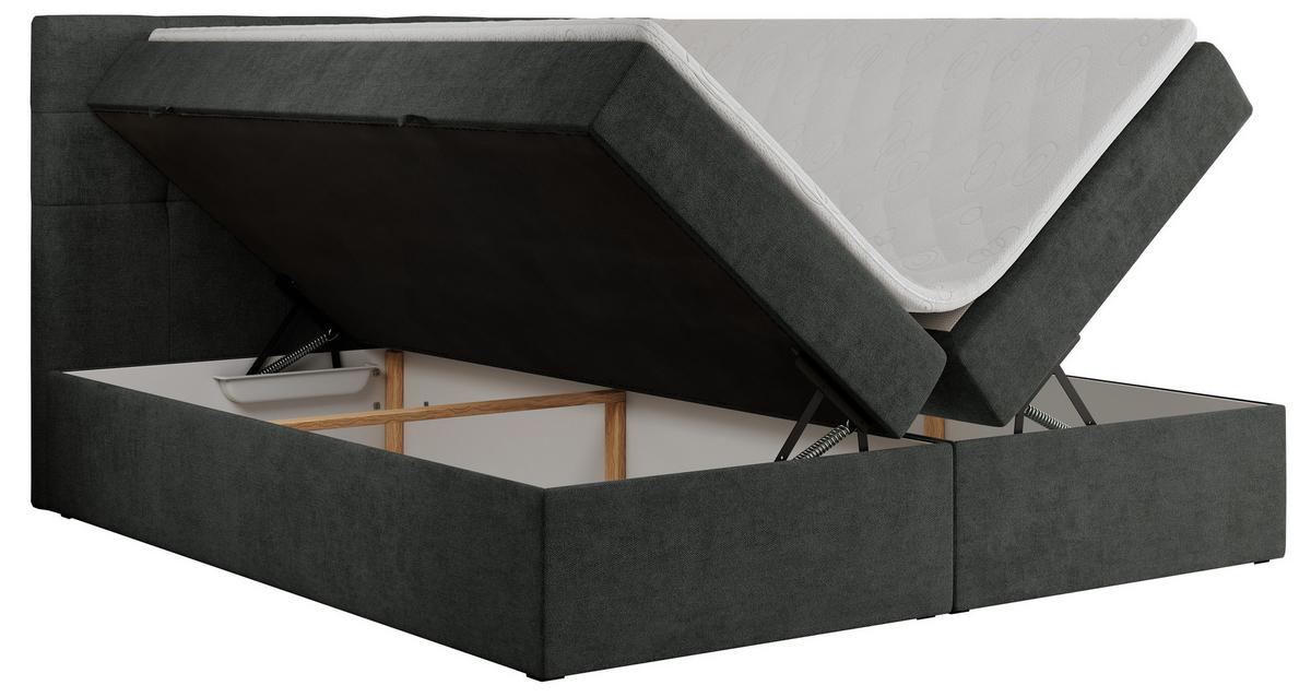 BOXBETT CENTO 200/200 Dunkelgrau Strukture - H4 - Dunkelgrau, Holz/Textil (200/200cm) - MKS