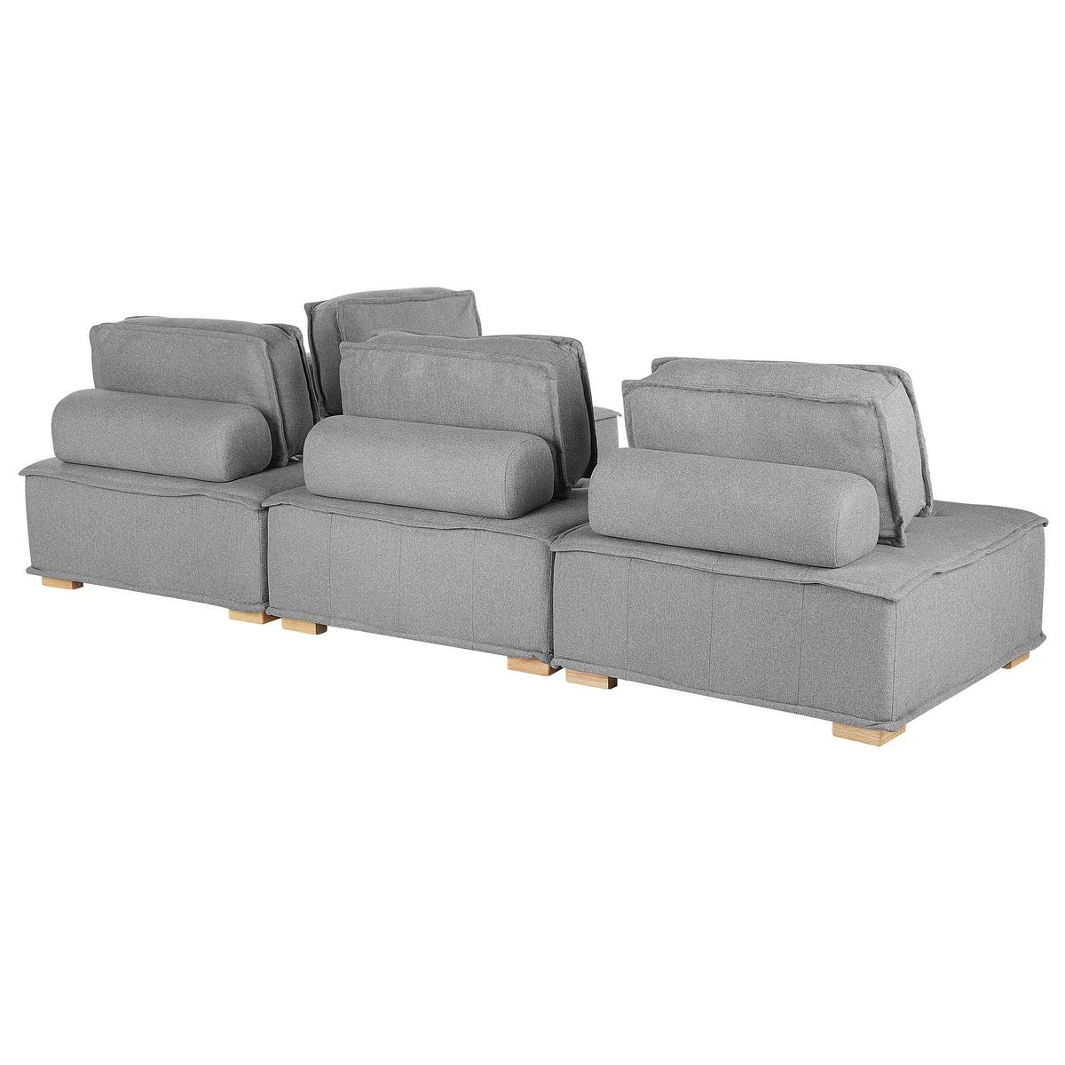 ECKSOFA Modul 4-Sitzer rechtsseitig Grau Stoff Tibro - Dunkelgrau/Braun, Textil (300/200cm) - Beliani