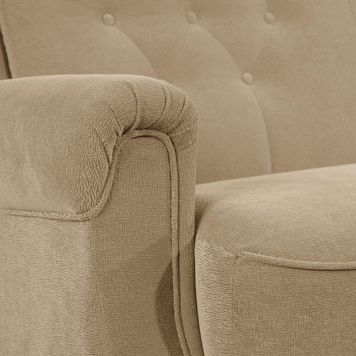 SOFA 3-Sitzer mit Bettfunktion Kaylyn Flockstoff sand - Sandfarben, Kunststoff (207/89/83cm) - 58aufmkessel