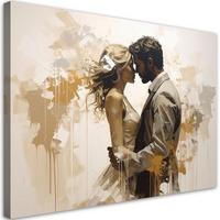 WANDBILD, Romantisches Paar in einer warmen, malerischen Umgebung - Beige, Textil (60/40cm) - Feeby