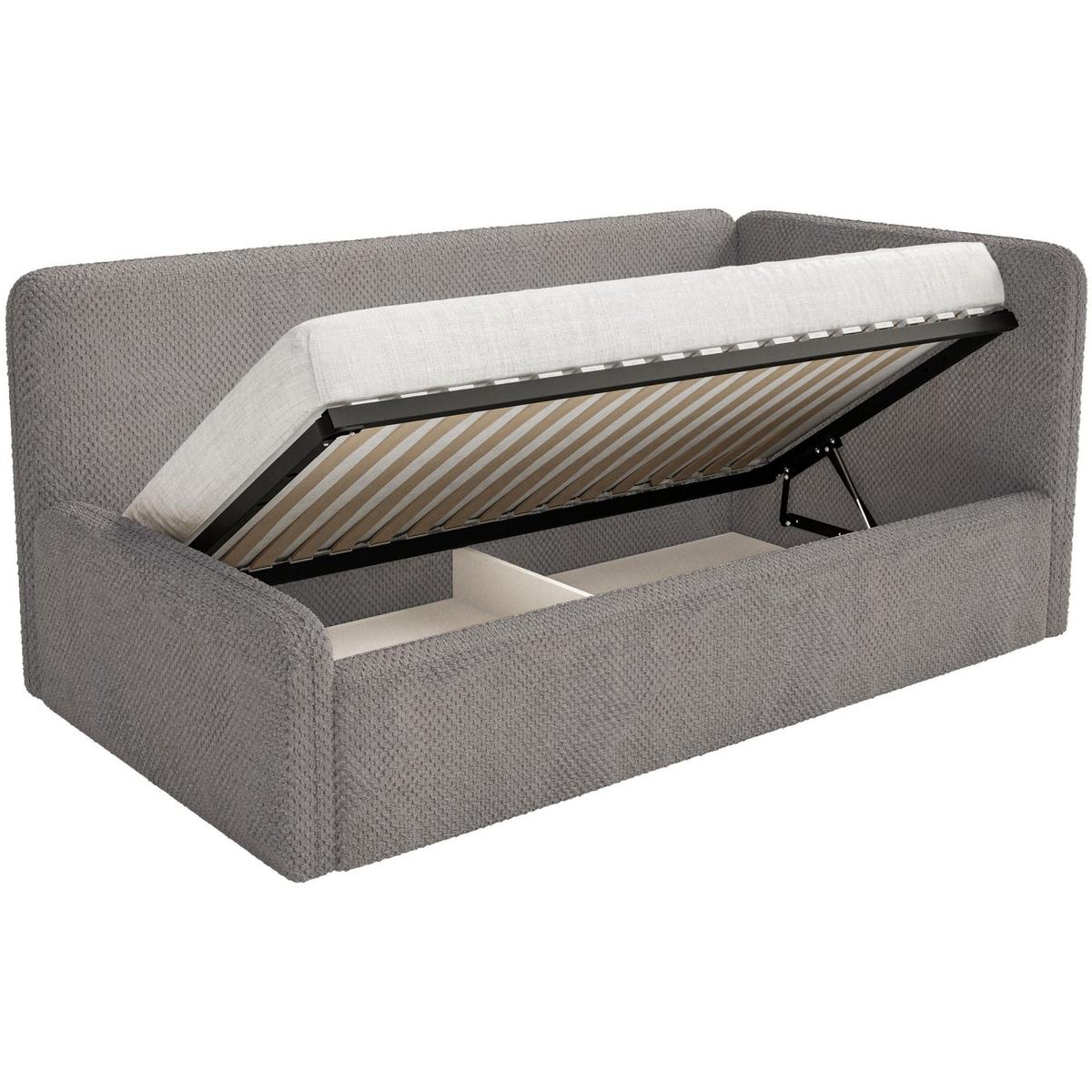 KINDERBETT Fanko Samt Taupe 90x200 cm - Graubraun/Schwarz, Kunststoff/Textil (90/200cm) - Selsey