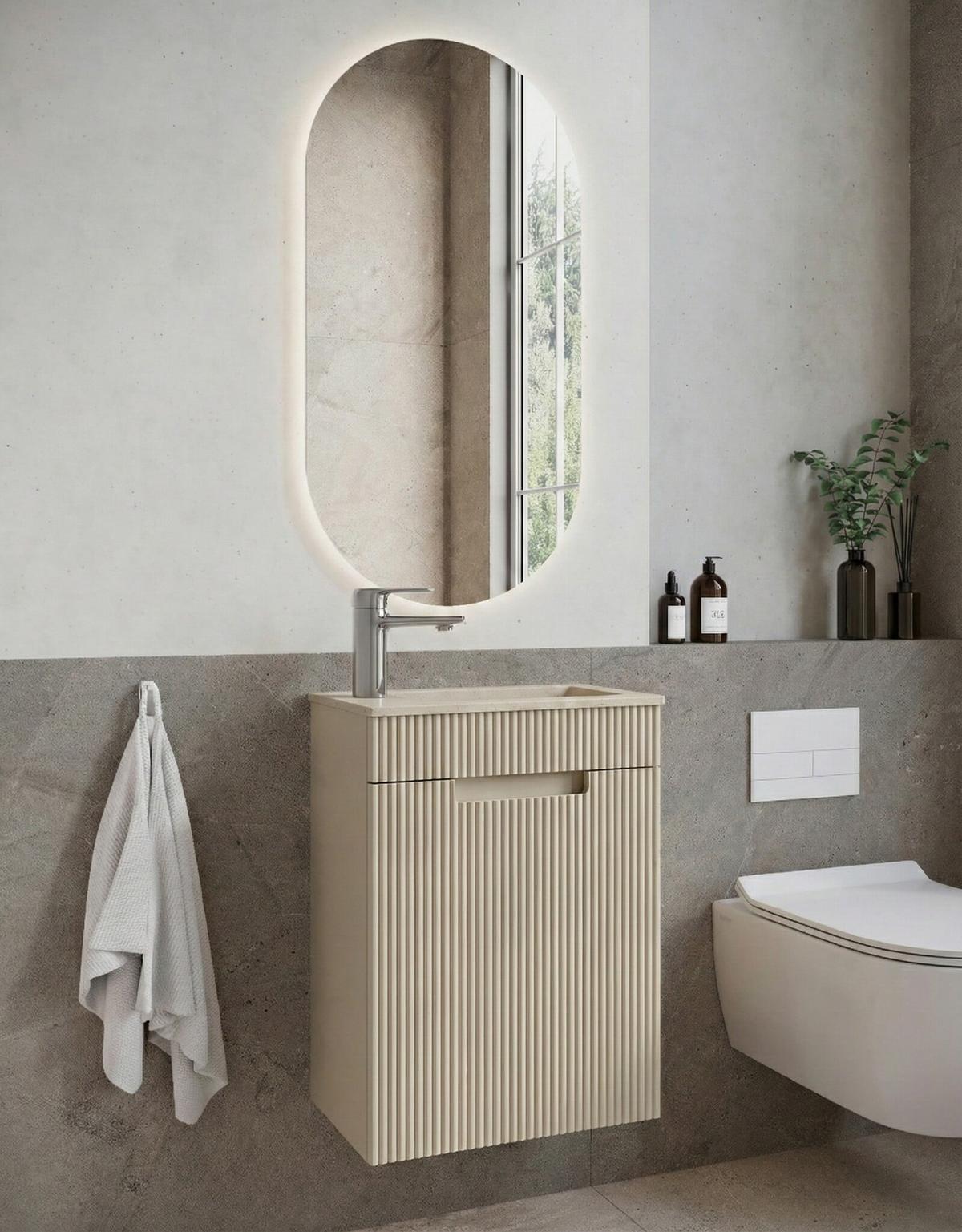 GÄSTE-WC-MÖBELSET Thermis 2 Teile Cashmere / Cashmere Waschbecken - 40 x 22 x 53 cm - Kaschmir, Holz (40/53/22cm) - Badplaats