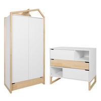 BABYZIMMER 2-teilig Juliette Weiß und Holz - Weiß, Holzwerkstoff (100/91.5/50cm) - Petits-meubles