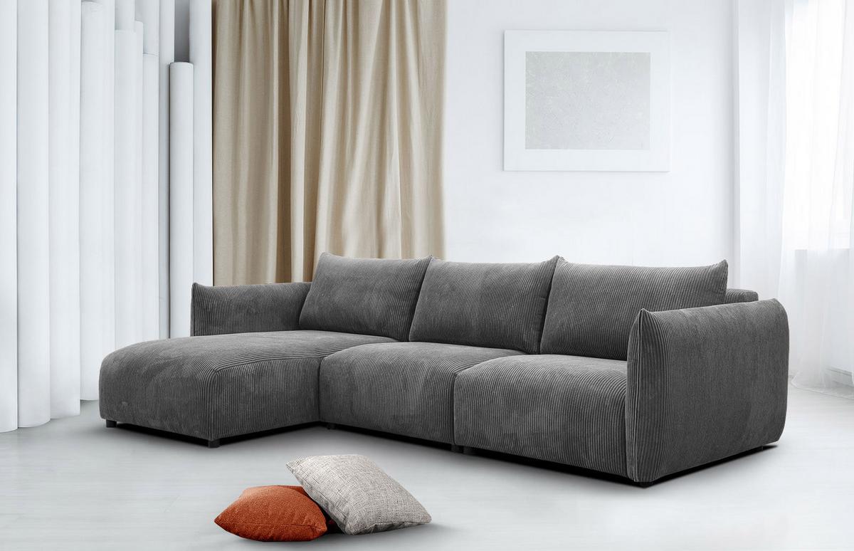 ECKSOFA TAUER 5-Sitzer, dunkelgrau - Dunkelgrau/Schwarz, Holzwerkstoff/Kunststoff (173/294cm) - Wozimo