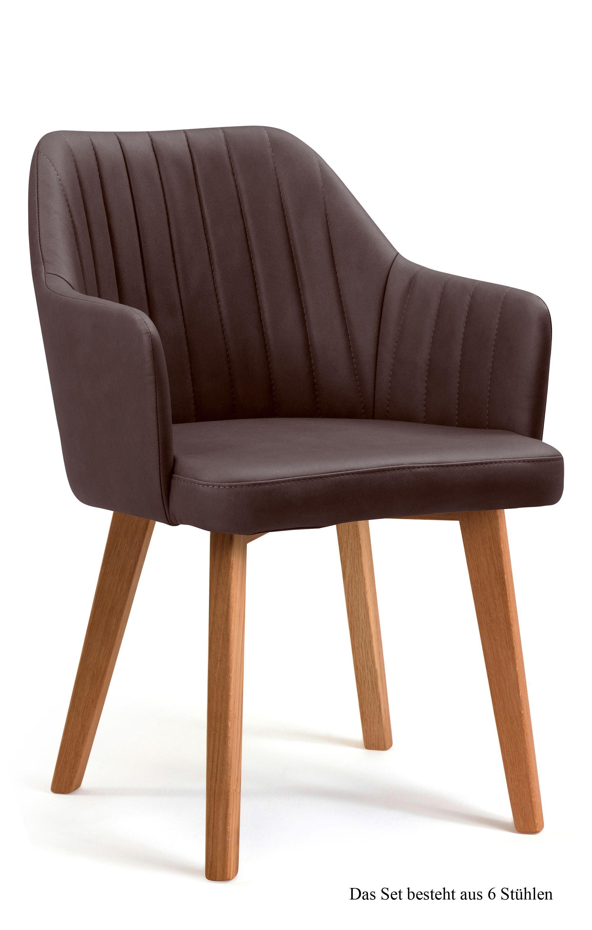 ARMLEHNSTUHL (6er-Set) Dasi 58x81x60 Eiche geölt/Braun - Eichefarben/Braun, Kunststoff (60/81/58cm) - 58aufmkessel