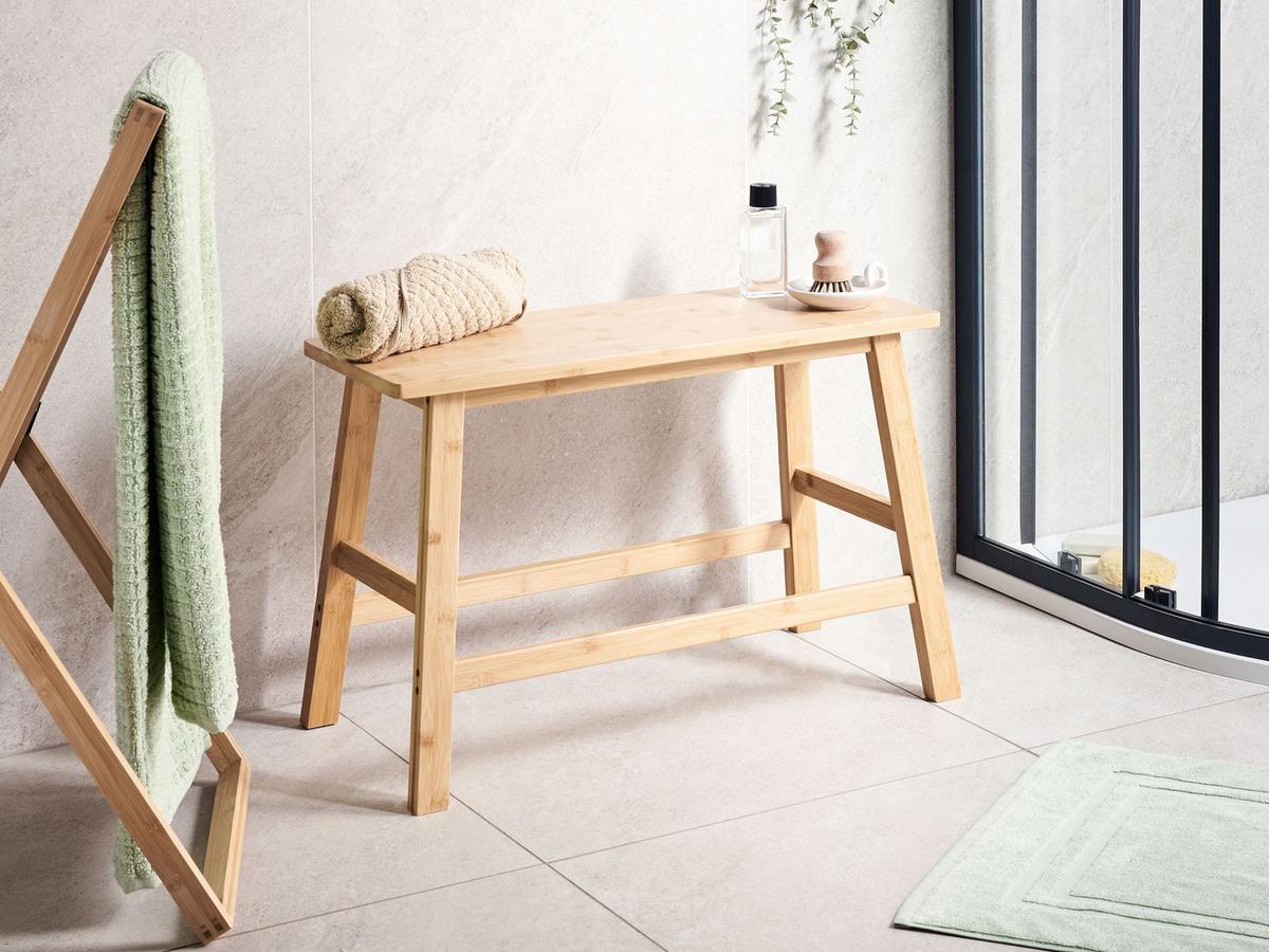 BADEZIMMERBANK Bambus Hellbraun Iguazu - Braun, Holz (70/46/33cm) - Beliani
