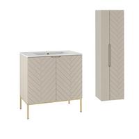BADMÖBEL 80cm Daria 2er-Set Kaschmir - Beige, Holzwerkstoff (80/82/45.8cm) - Petits-meubles