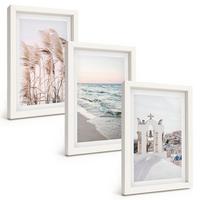 BILDER SET 3er Set - 20x30 cm Weißer Rahmen - Pflanzen, Meereswellen, Aussicht, Häuser - Weiß, Kunststoff (20/30cm) - TULUP