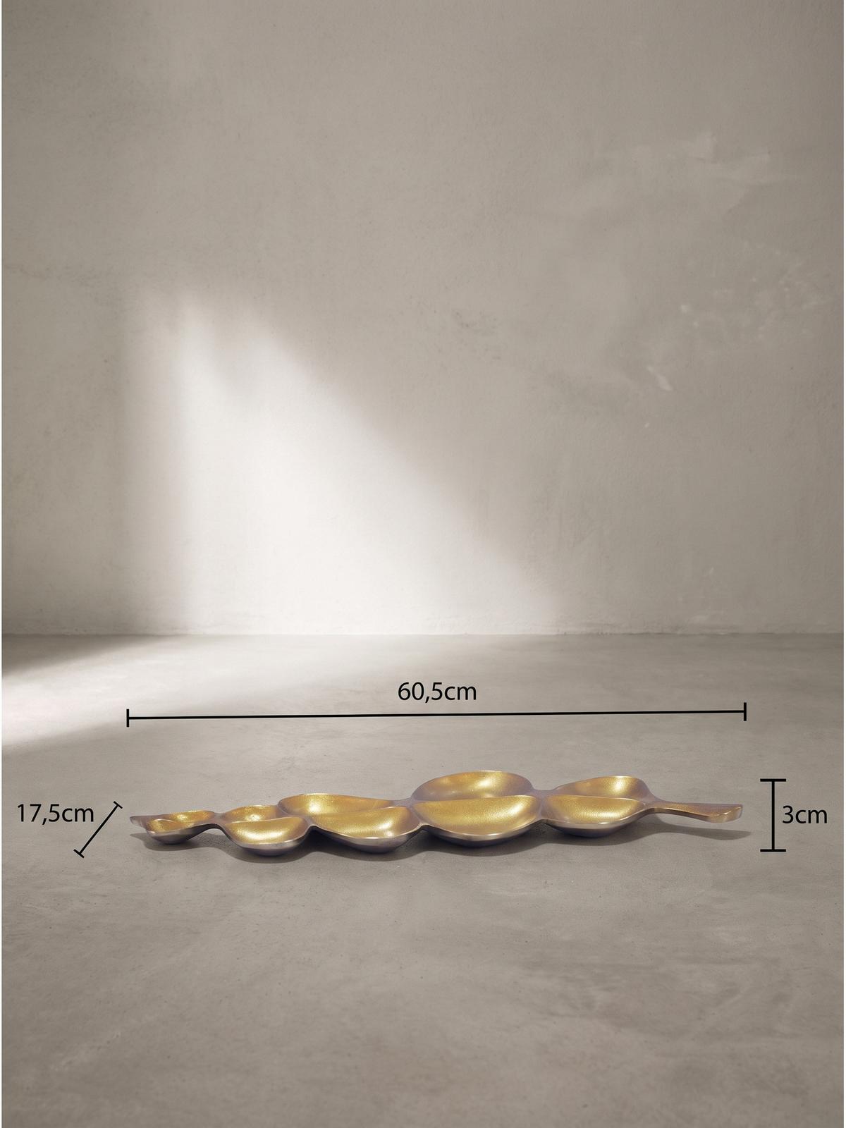 DEKOSCHALE NUMANA, Aluminium, handgefertigt, Gold, 60,5 x 17,5 x 3 cm - Goldfarben, Metall (3cm) - KADIMA DESIGN