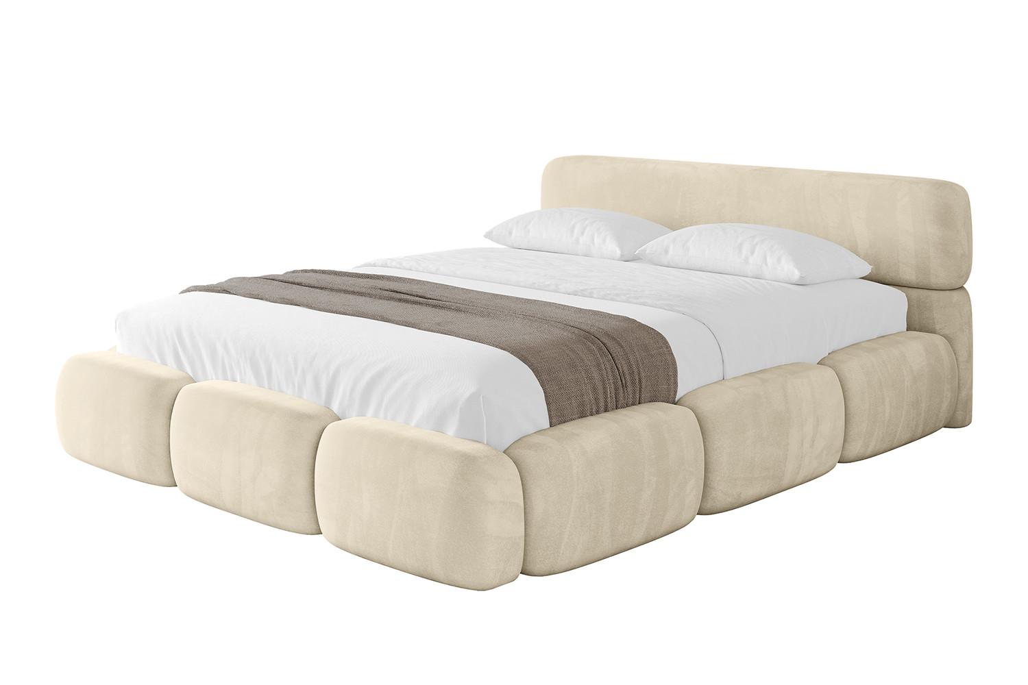 POLSTERBETT mit Bettkasten und Lattenrost, Bett mit Matratze H3/H4 - ELVA-v1 120x200 Beige - Beige, Holzwerkstoff/Textil (120/200cm) - ALTDECOR