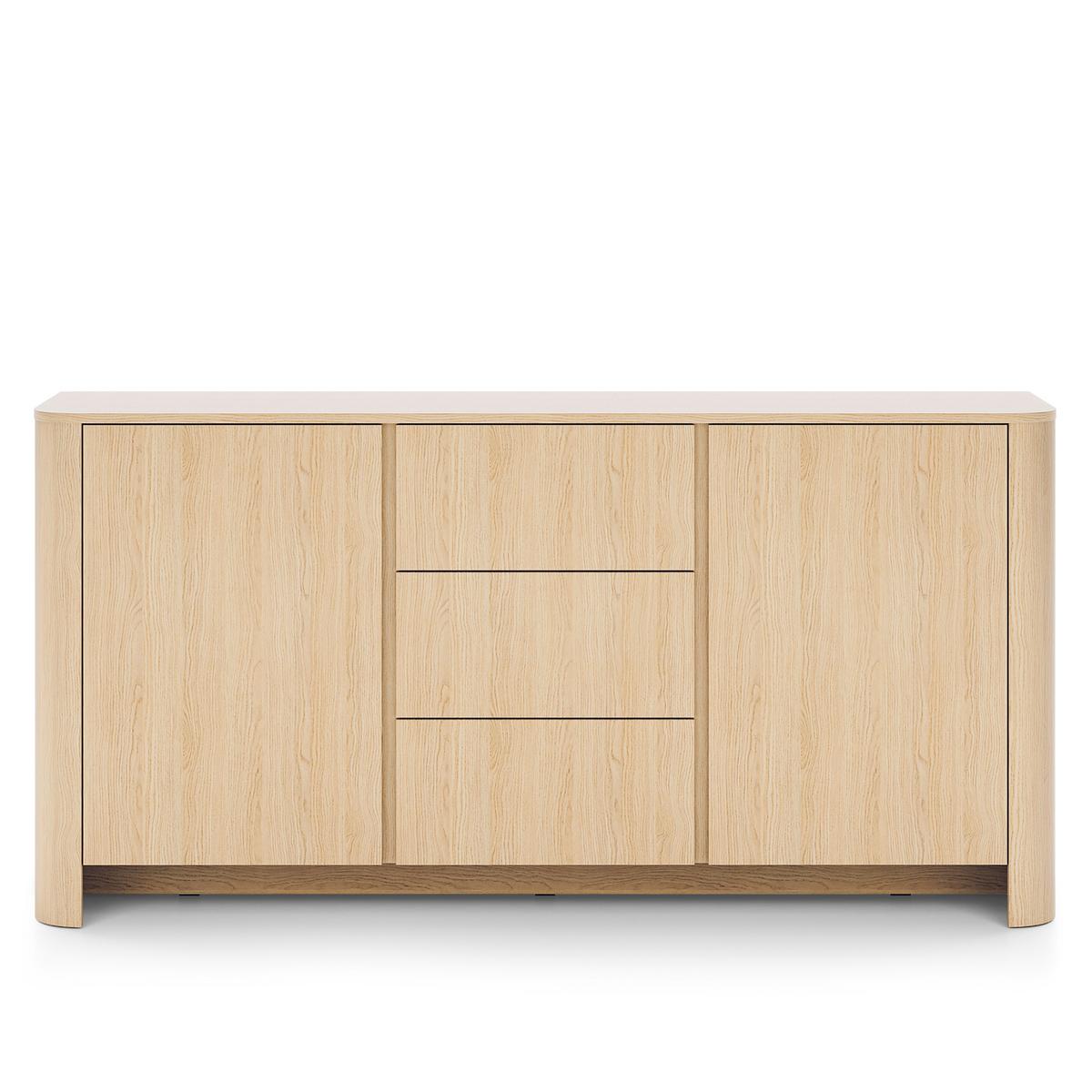SIDEBOARD AVORIO 168/84/39cm mit 3 Schubladen 2 Türen Eichefarben - Eichefarben/Naturfarben, Holzwerkstoff (168/84/39cm) - MASSENO