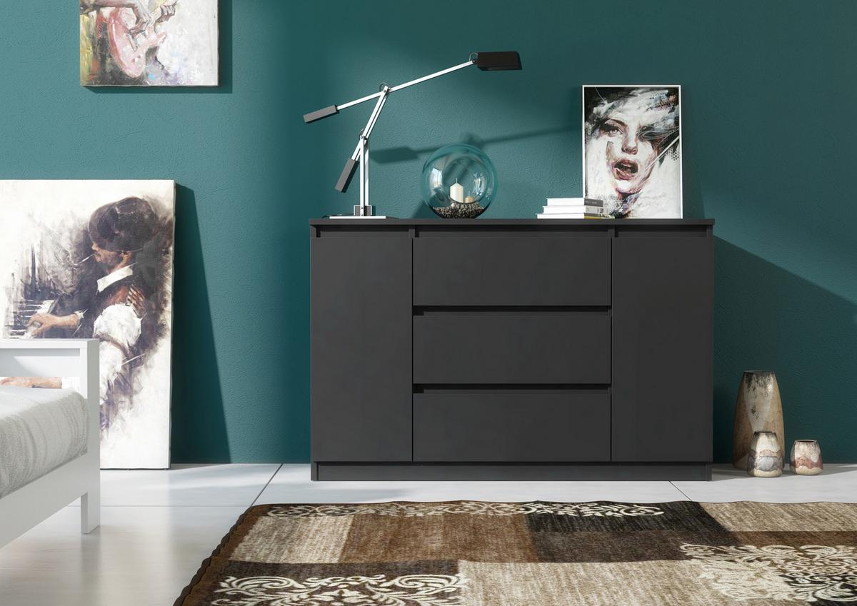 KOMMODE Schwarz 120/79/39 - Schwarz, Holzwerkstoff (120/79/39cm) - RAUMHIRSCH FURNITURE