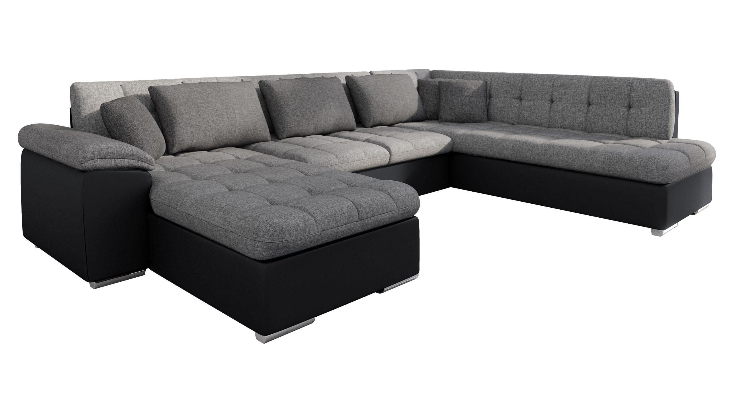 WOHNLANDSCHAFT Niko Bis Lux, Seite: Links - Schwarz, Holz/Textil (348/76/205cm) - MIRJAN24