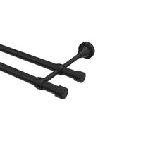 GARDINENSTANGE Primus Lucan 100 cm, 2-läufig (ohne Ringe), 16 mm Ø Schwarz - Schwarz, Metall (100cm) - INTERDECO