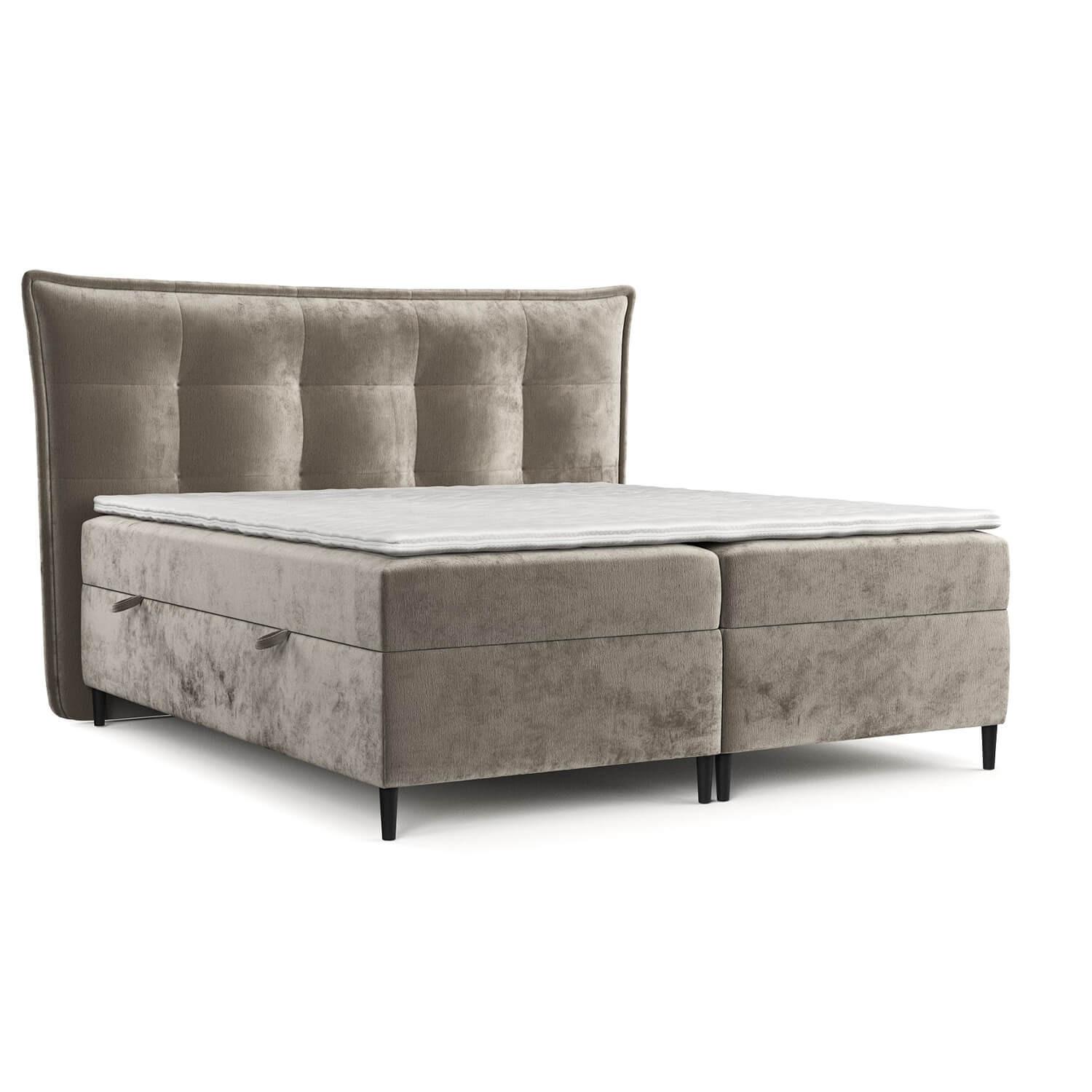 BOXBETT Las Palmas 160/200 cm Beige im Lotta Stoff - Beige/Schwarz, Holz/Holzwerkstoff (160/200cm) - AltaBeds
