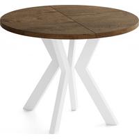 ESSTISCH Savio Weiß rund ausziehbar verlängerbar, Eiche Braun Rustikal 80-130/80/77 cm - Alteiche/Weiß, Holz/Holzwerkstoff (80/130/77cm) - WFL GROUP