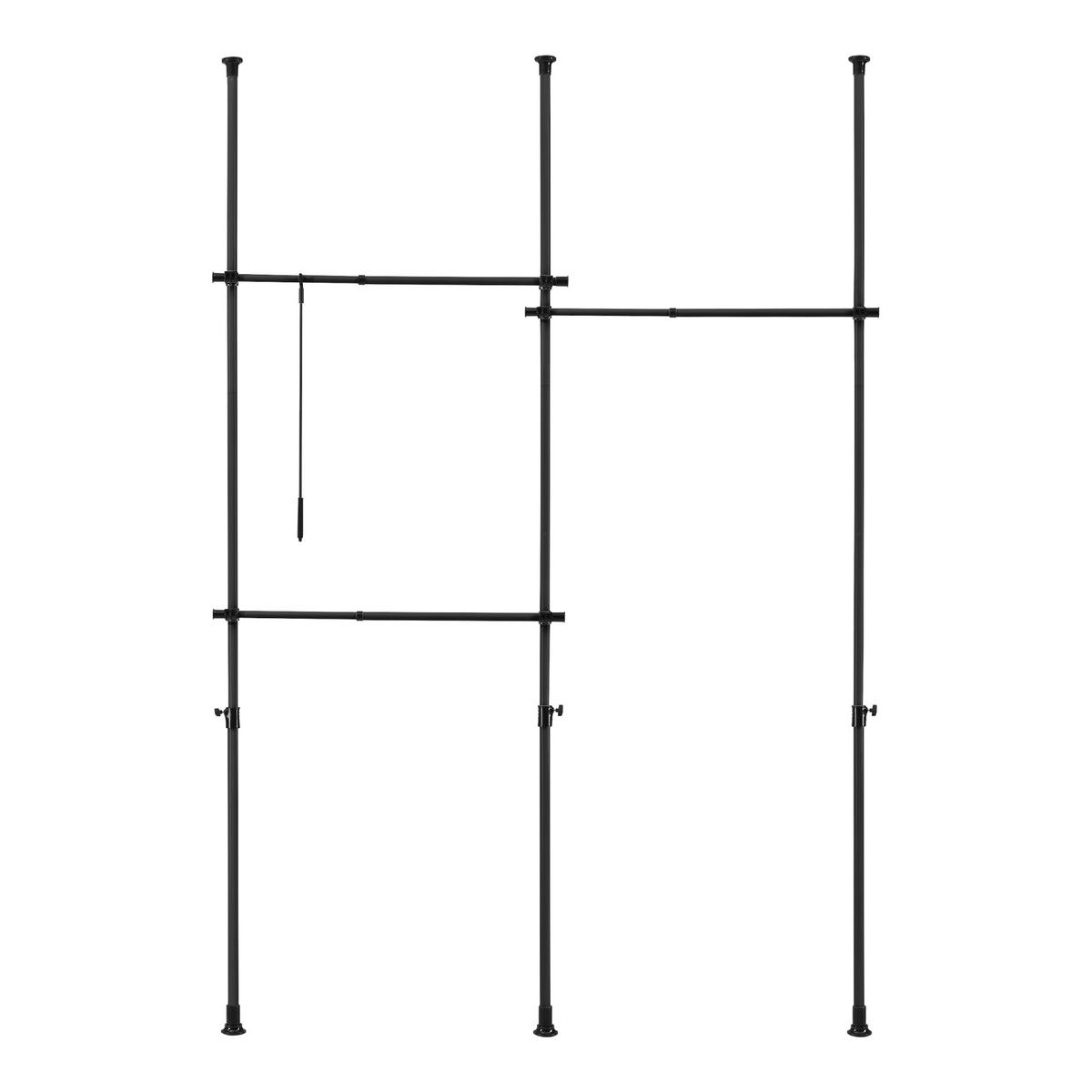 TELESKOPGARDEROBE Kemi - Schwarz, Metall (230/278/5cm) - [en.casa]