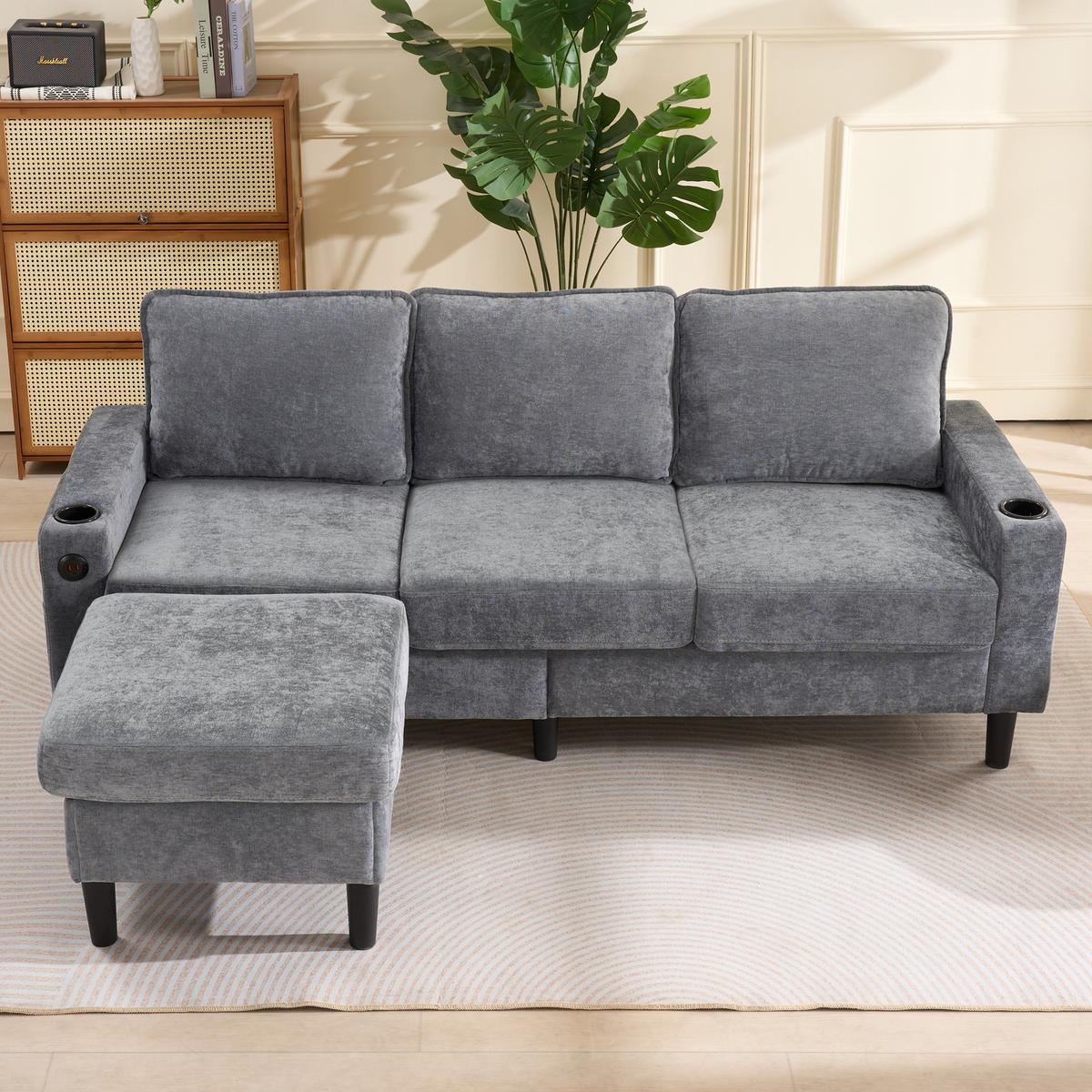 4-SITZER-SOFA Grau 202/137/80 cm - Grau, Textil (137/80/202cm) - Urban Meuble