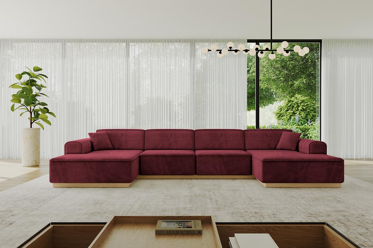 WOHNLANDSCHAFT IREA-U2-v2 - 386x165x80 cm Bordeauxrot - Bordeaux, Holzwerkstoff/Textil (386/80/165cm) - ALTDECOR