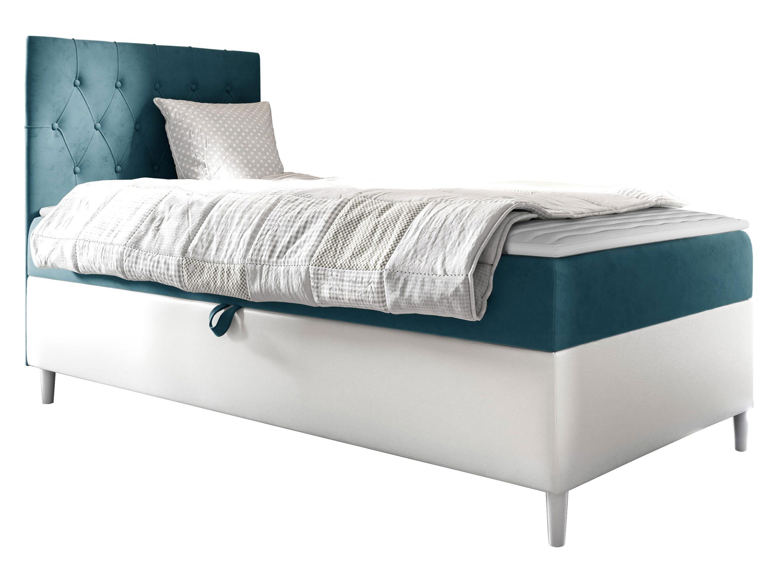 BOXBETT Filip Junior 1, Seite zum Öffnen des Bettkastens: Links - H3 - Türkis/Weiß, Holz (90/200cm) - MIRJAN24