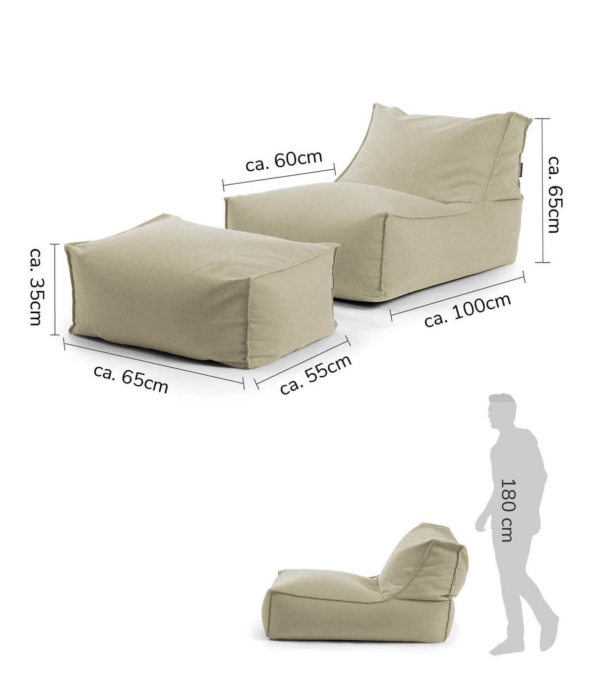 OUTDOOR SITZSACK und Hocker Der Sundowner - Beige, Textil (60/65/95cm) - Mokebo