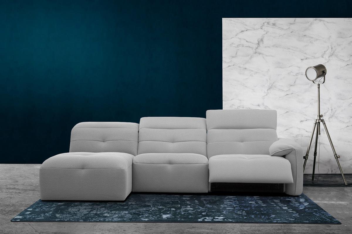 ECKSOFA TRENTO 4-Sitzer mit 1 Relaxfunktion, grau - Schwarz/Grau, Holzwerkstoff/Kunststoff (165/262cm) - Wozimo