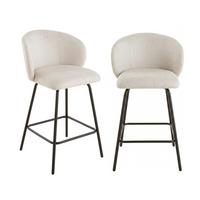 2ER-SET Hocker aus meliertem Stoff mit Metallbeinen Sorrel 53/50/89 cm - Beige, Holzwerkstoff (50/89/51cm) - Calicosy