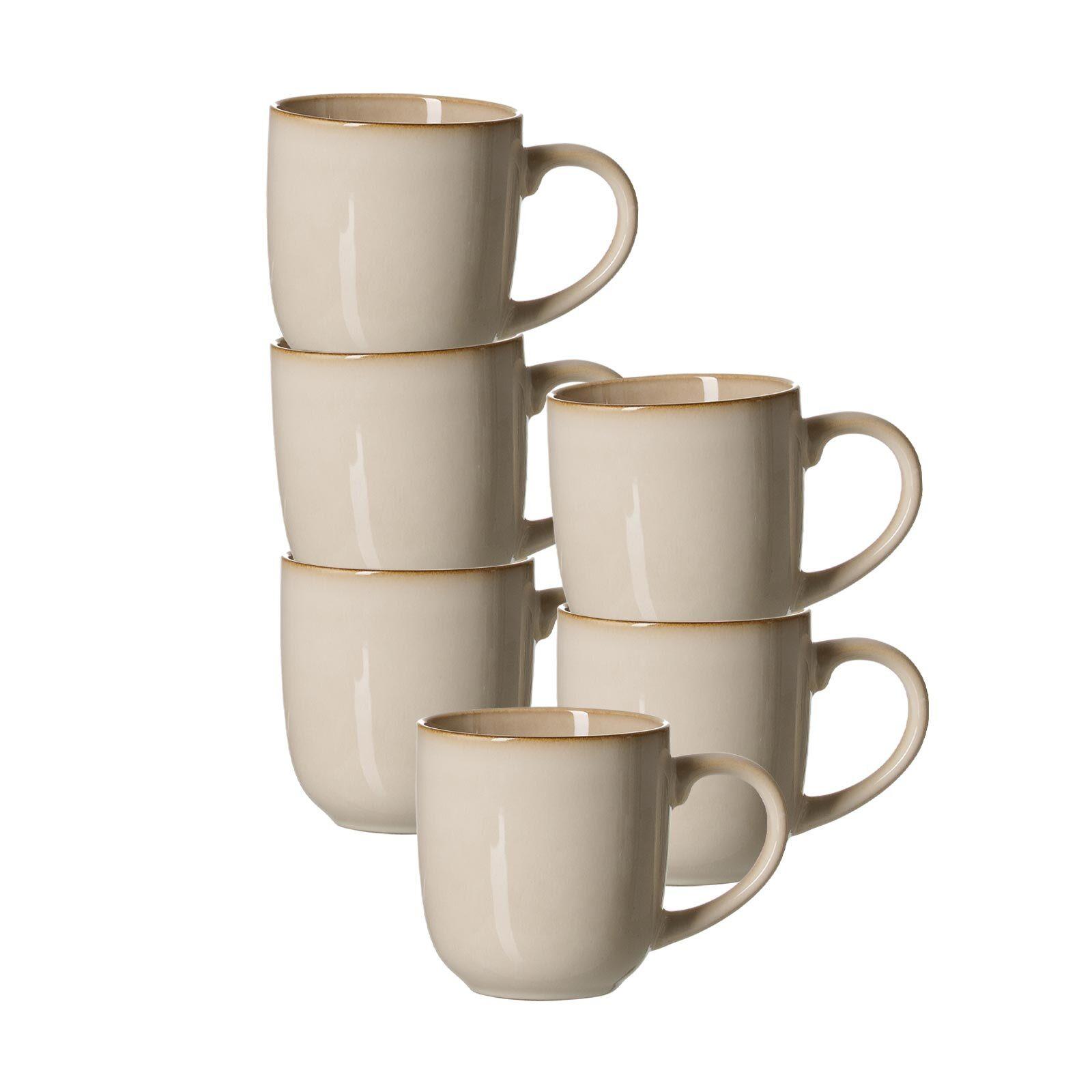 KAFFEEBECHER Olivia beige 410 ml 6er Set - Beige, Keramik (0.41L) - Ritzenhoff Breker